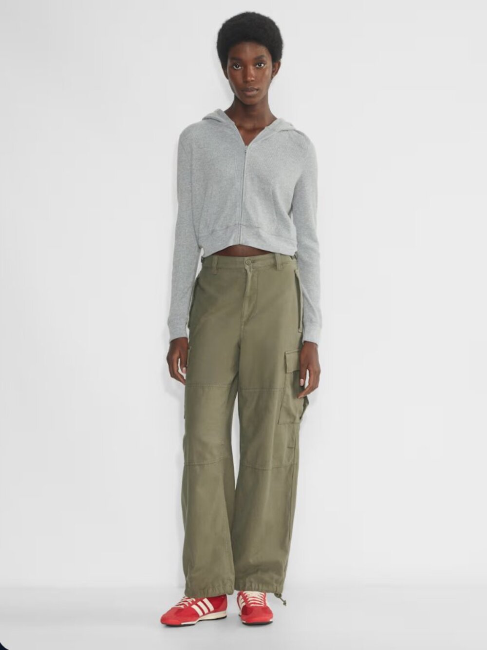 Aritzia TNA Waffle Zip Hoodie (Heather Dover Grey, size M)